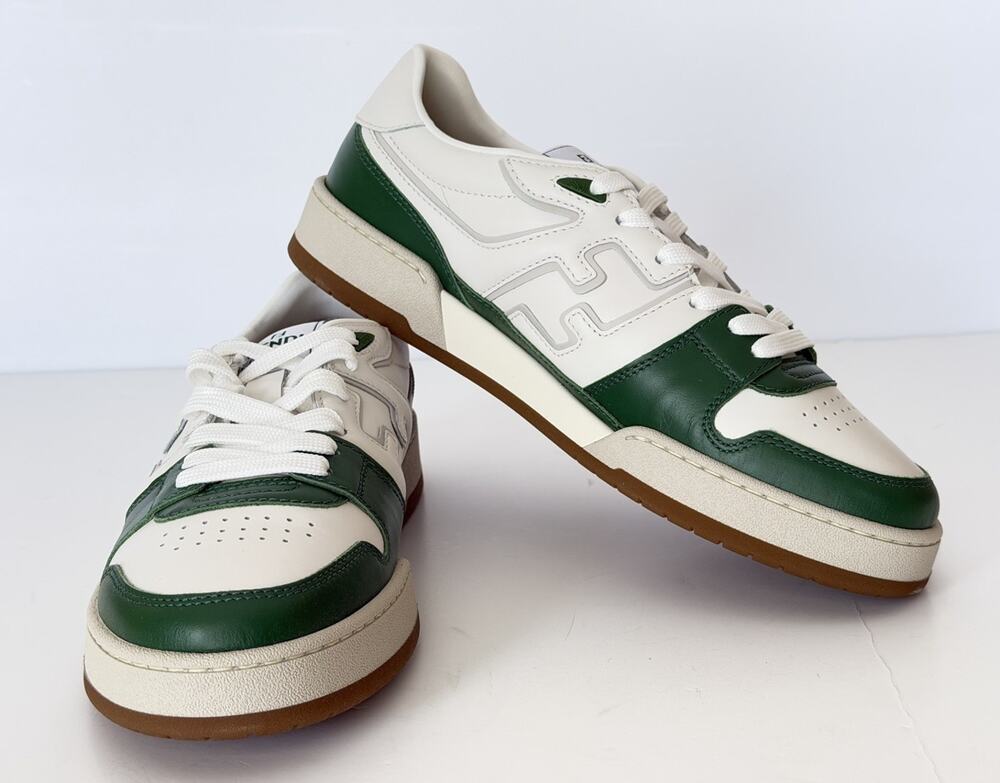 Fendi FF Match Leather White/Green Sneakers 12 US (11 Fendi) 7E1643 IT NIB $970